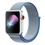Yunsea Compatible for Apple Watch Band 38mm, New Nylon Sport Loop, with Hook and Loop Fastener, Adjustable Closure Wrist Strap, Replacement Band Compatible for iwatch, (38mm, Tahoe Blue)