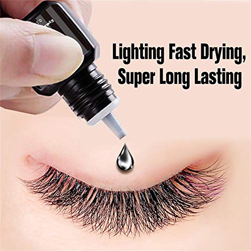Eyelash Extension Glue 5ml | 0.5-1 Sec Fast Drying | Up to 7-9 weeks Long Lasting | Maximum Bond Power | Semi-permanent Black Adhesive For Professional Use - Yiwamica