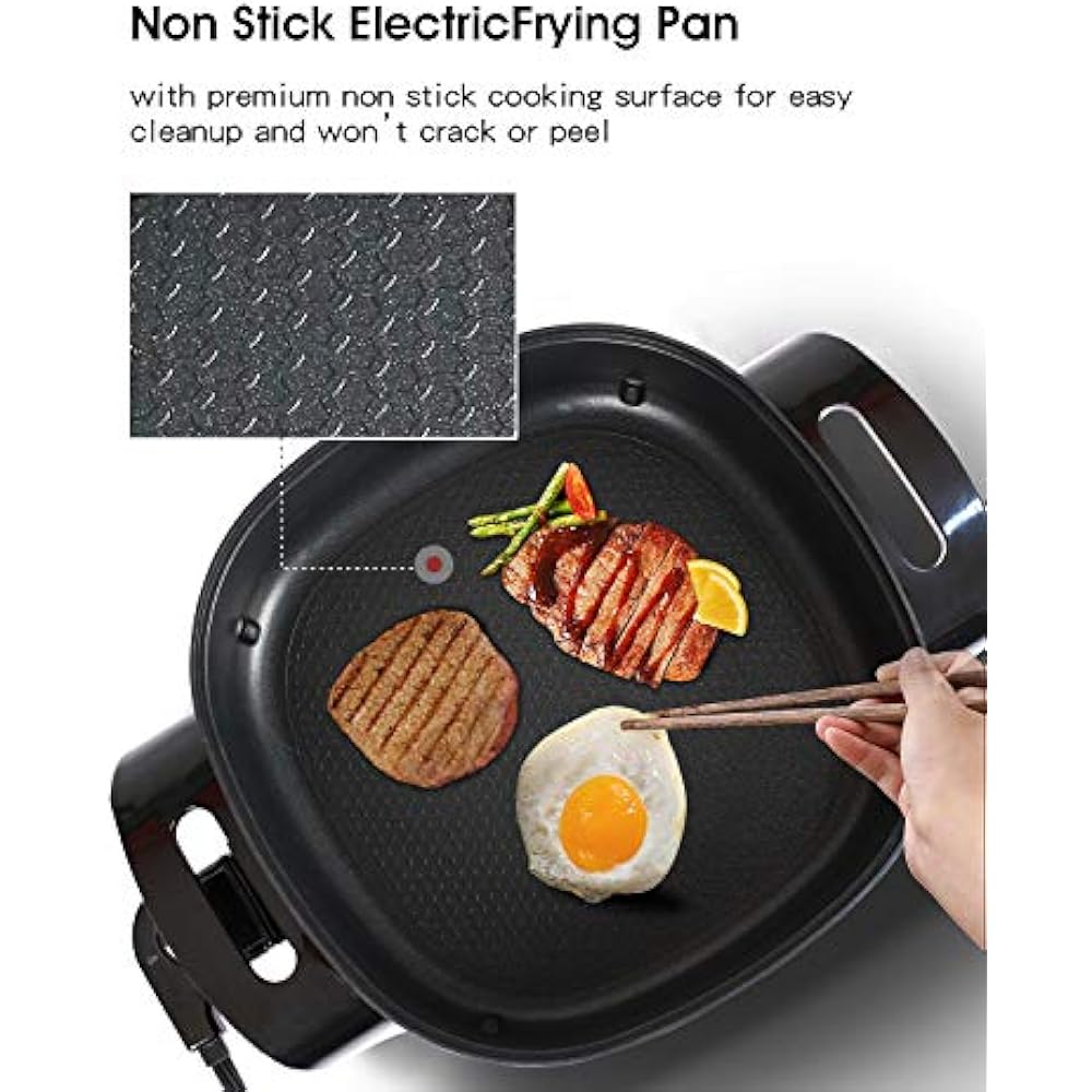Electric Skillets Skillet Non Stick Frying Pan, 12 Inch Griddle With