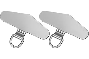 TENOC Metal Phone Tether Tab, Metal Phone Patch, Universal Cellphone Lanyard Pad for Full Phone Cases, 2 x Sliver