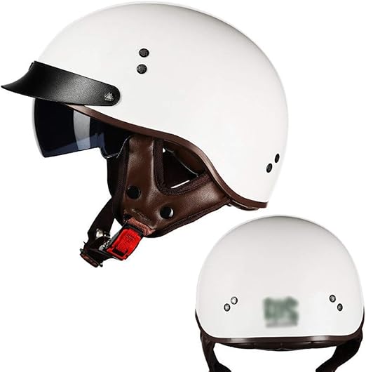 Motorrad Halbhelm Retro Style | ECE Geprüft | Mit Abnehmbarem Halstuch - Für Cruiser & Scooter