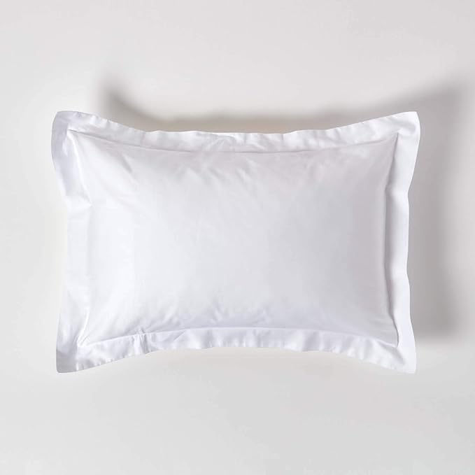 HOMESCAPES White Organic Cotton Oxford Pillowcase Standard Size 400TC