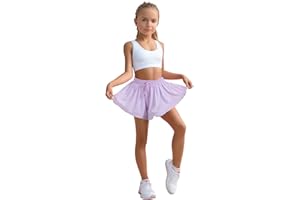 MAZIKY Flowy Shorts Girls Preppy Shorts 2 in 1 Butterfly Running Shorts with Pockets for Dance Gym Sports Playground