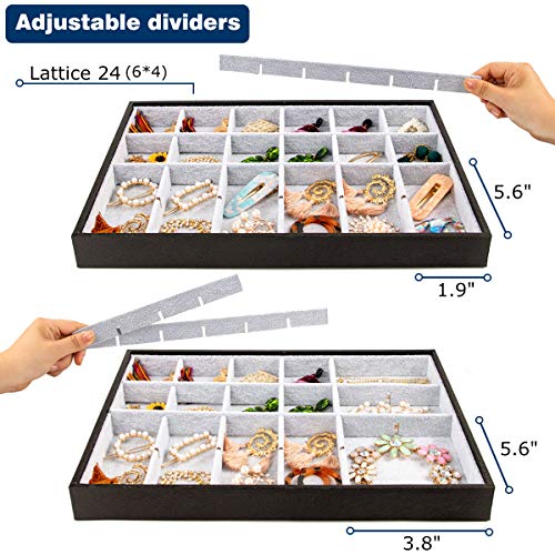 Mebbay Stackable Velvet Jewelry Trays Organizer Set with Clear Lid