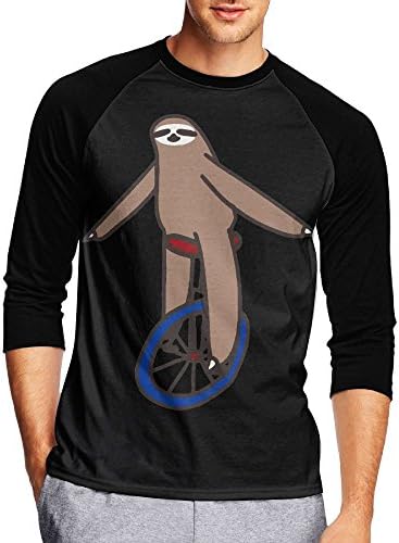 Sloth On A Bicycle Autumn Men Custom Funny 3/4 Raglan Sleeve Tee Shirt Crew-Neck