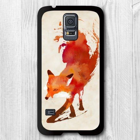 Special Own Design Watercolor Fox Animal pattern Print Protective Cover For Samsung Galaxy S5 High Quality Phone Case + Screen Protector + Earphone Anti Dust Plug Cap + Retail Package