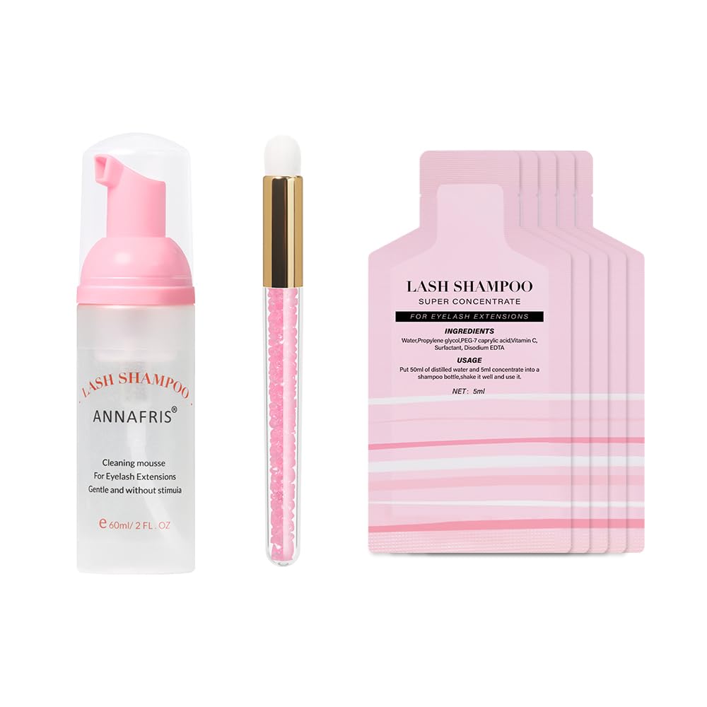 ANNAFRIS Eyelash Shampoo Foam Cleaner kit Concentrate Mousse Eyelashes Extension Cleaner(SET-5Pcs)