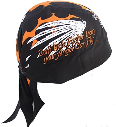 HiphopvilleDon't Ride Faster Than Your Angel Can Fly Motorcycle Bandana Du Rag Headwrap Skull Cap Hat Black