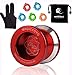 MAGICYOYO N8 Dare to Do Professional Yo-Yos Balls with 5 Strings + Gloves + Bag -- Red