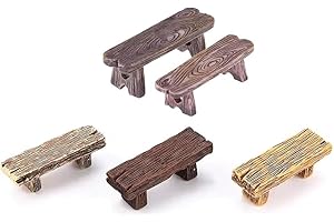 5 PCS Mini Park Bench,Resin Benches,Succulents Bonsai Ornaments Stool,Dollhouse Decoration,Fairy Garden Bonsai Ornaments,Park