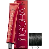 Schwarzkopf Professional Igora Royal Permanent Color Creme, 3-0, Dark Brown, 60 Gram