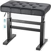 lumizone Hydraulic Lifting Piano Bench Height Adjustable Tufted | Keyboard Bench Heavy Duty Piano Stool with 23.62" x 14.17" PU Leather High-Density Sponge &amp; Alloy Base, 2 Styles