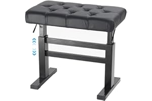 lumizone Hydraulic Lifting Keyboard Bench - Height Adjustable Piano Bench Heavy Duty Piano Stool with 23.62" x 14.17" PU Leather, High-Density Sponge & Alloy Base 2 Styles & 2 Colors (Black, Tufted)