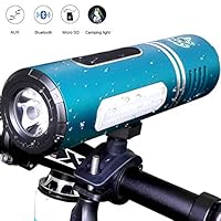Kowth Portable Bluetooth Bike Speaker with LED Flashlight & Camping Light & Radio & Mobile Power & Bicycle Mount & SD Card Slot Features, Powerful Enhanced Bass for Riding, Camping，Outdoor (Blue)