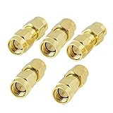 Viaky 5 Pcs Gold Plating Adapter SMA Male to SMA Male Plug RF Coaxial Adapter Connector