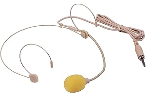 Akozon Unidirectional Lightweight Headworn Condenser Microphone with 3.5mm Plug for Speech Teaching Interpretation