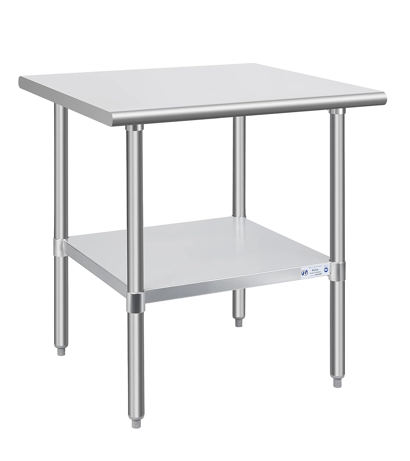 Photo 1 of Hally Stainless Steel Table for Prep & Work 30 x 30 Inches, NSF Commercial Heavy Duty Table with Undershelf and Galvanized Legs for Restaurant, Home and Hotel