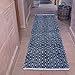 Chardin home 100% Cotton Diamond 2x5 Runner Rug Fully Reversible, Machine Washable, Navy and Ivory