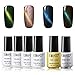 Elite99 3D UV LED Soak Off Magnetic Cat Eye Gel Nail Polish 4 Colors with 1 Top and 1 Base Coat Manicure Nail Art Decoration 7ml (010)