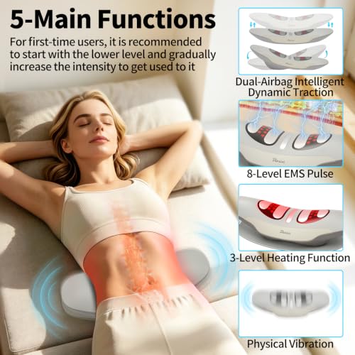 Diesisa Electric Back Massager: Lumbar Traction Massage Back | Left/Right Swing - Vibration Heat - Ems Massage - Rechargeable Back Massager - For Home Use