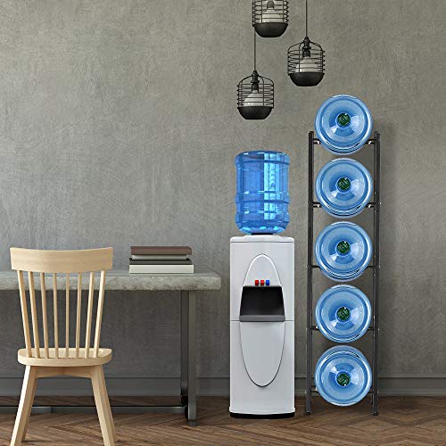 Nandae Water Cooler Jug Rack, 5-Tier Heavy Duty Water Bottle Holder Storage Rack for 5 Gallon Water Dispenser, Save Space (Black)