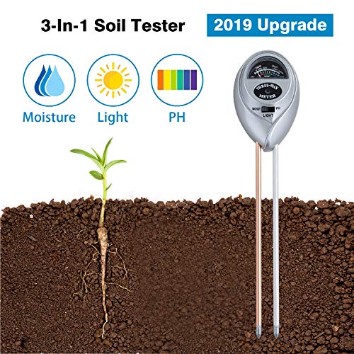 Vetoo 2019 Upgrade 3 in 1 Soil Test Kit Gardening Tools for Indoor & Outdoor Plants, Soil Moisture Meter for Garden, Lawn, Farm, Home, Office Use, Soil Tester for PH, Light & Moisture Test(Silver)