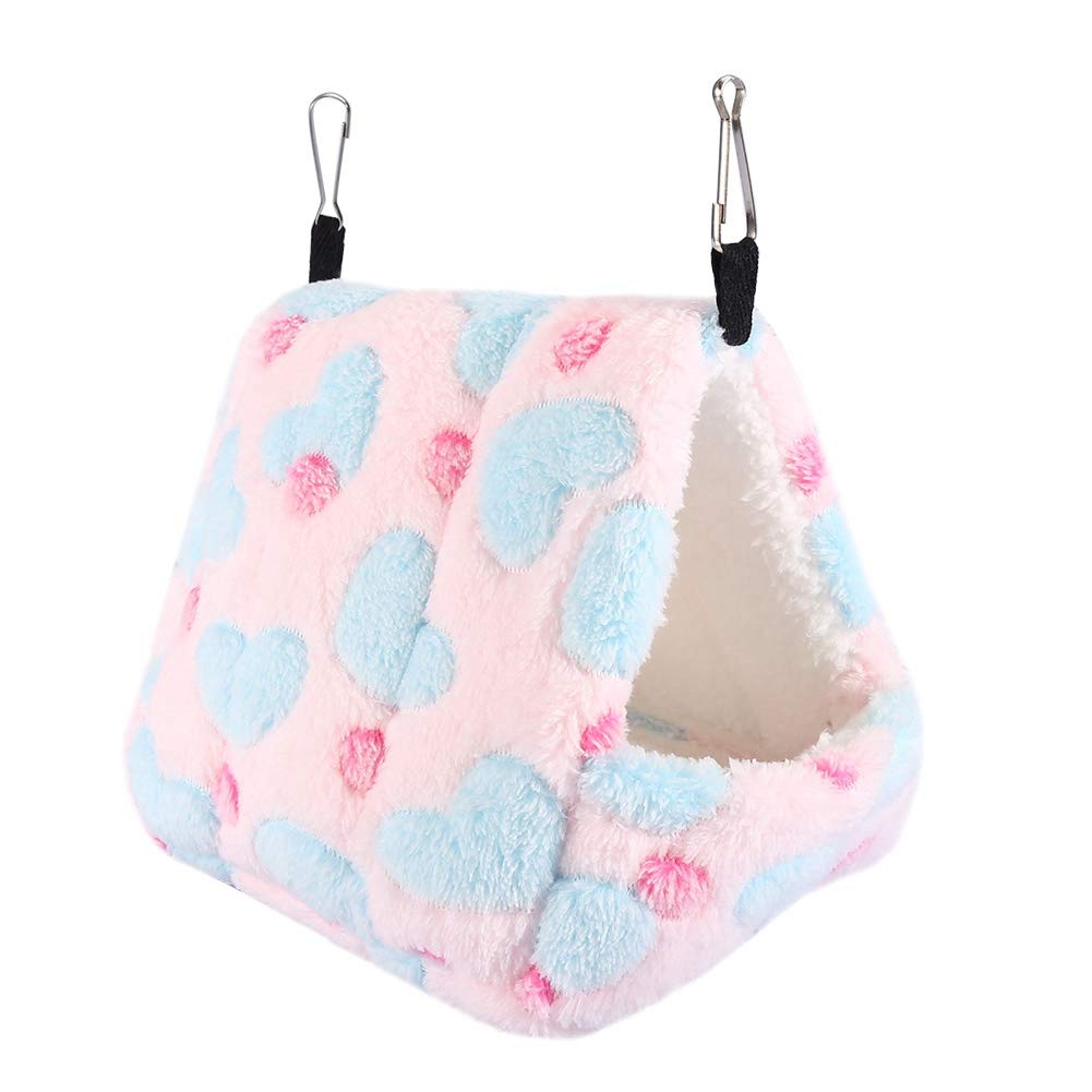 Pssopp Soft Warm Winter Pet Bed for Hamster Rabbit Squirrel Small Animals - Cozy Comfortable Nest House Mat Fits Cage Keeps Pets Warm in Cold Weather 17x15cm Pink