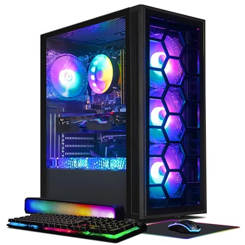 STGAubron Gaming PC Desktop, Intel Core i7 up to 3.9 GHz, GeForce RTX 2060 6G GDDR6, 16G RAM, 512G SSD, WiFi, BT 5.0, RGB Fan x6, Windows 11 Home