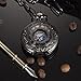 Pocket Watch Antique Dragon Mechanical Skeleton SIBOSUN Bronze Double Cover with Chain