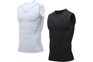 Loodion MENIONIC Tourmaline Posture Corrector Vest - Ice-silk Fabric Posture Corrector Vest for Men, Comfortable & Breathable (Black+White,X-Large)