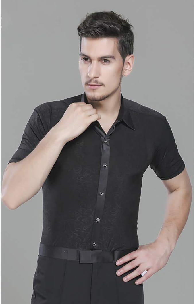 Amazon Com Men S Dance Costumes Latin Dance Tops Shirts Long Sleeve Dance Wear Adults Black Y2046 Xxl Clothing