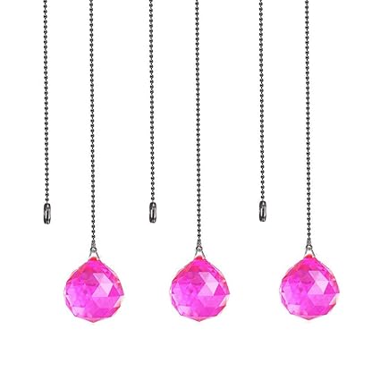 H D Crystal Ceiling Fan Pull Chains Hanging 76mm Pendants Prism Ab