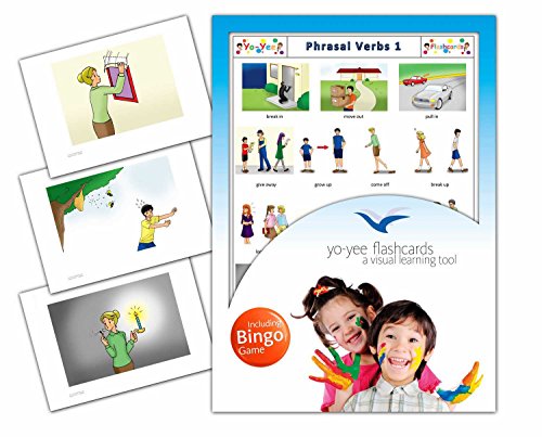 Phrasal Verbs Flashcards in English with Matching Bingo Game Cards in One Set - Vocabulary Picture Cards for Toddlers, Kids, Children and Adults - Size 4.13  5.83 in - DIN A6