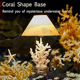 Glitzhome 19.29''H Coral Novelty Table Lamp-Farmhouse Marine Design with White T/C Shade Neutral Lampshade & Soft… 51u5q6lBLUL