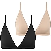 INIBUD Bralette for Women Removable Padded Bra Yoga Seamless V Neck Triangle Adjustable Straps Wireless