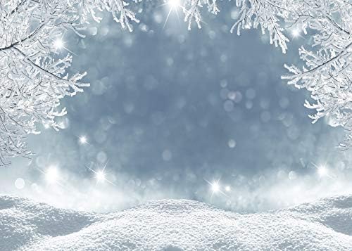 BINQOO 9x6ft Winter Frozen Snow Wonderland Pine Backdrops Christmas Winter Snowflake Photo Background Party Decorations Banner