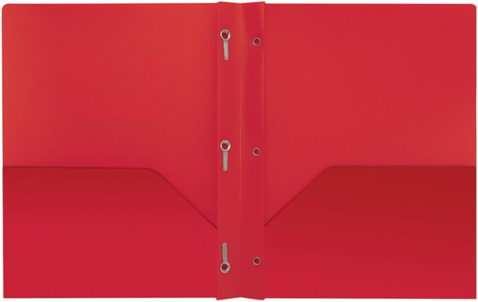 Better Office Products Poly 2 Pocket Folders with Prongs, Heavyweight, 6 Pieces, Assorted Primary Colors, Letter Size : Office Products