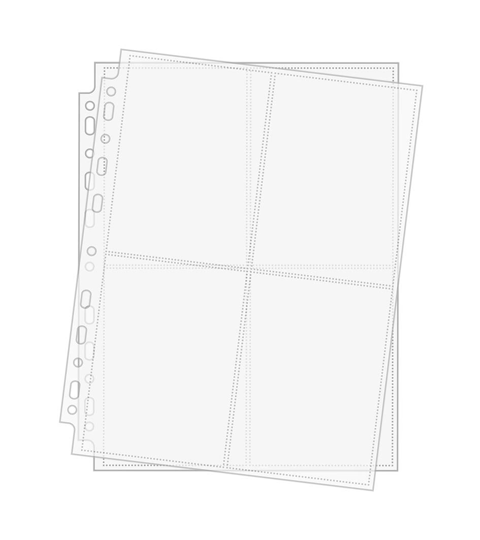Arkero-G® 50 Pages 4-Pocket Photo Pages - A4 Photo Sleeves & Postcard Sleeves 4 x A6 High for Scrapbooking Album e.g. Crafts School Office Storage