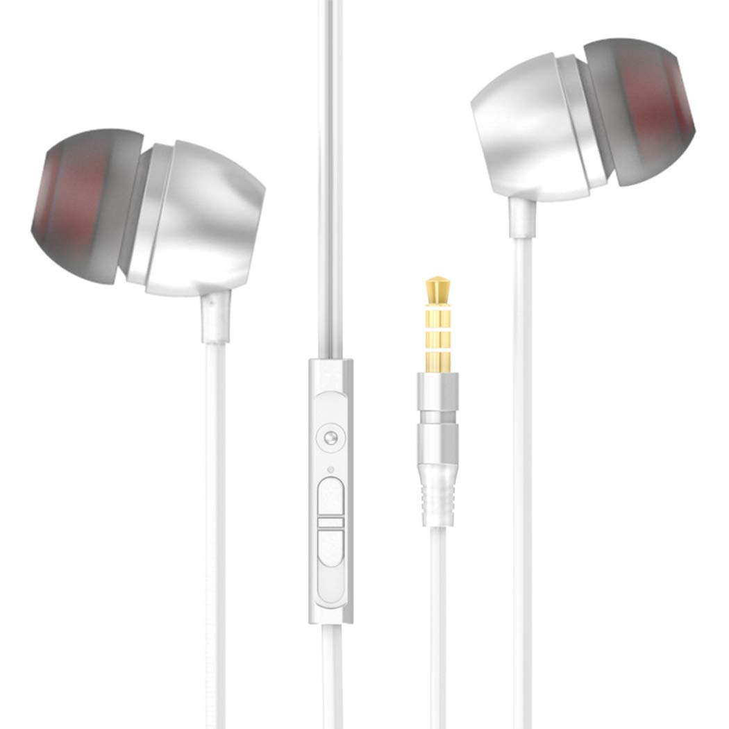 IEnkidu Sound in-Ear Earphones Headset Earbuds with Mic for Mobile Phon (Silver)