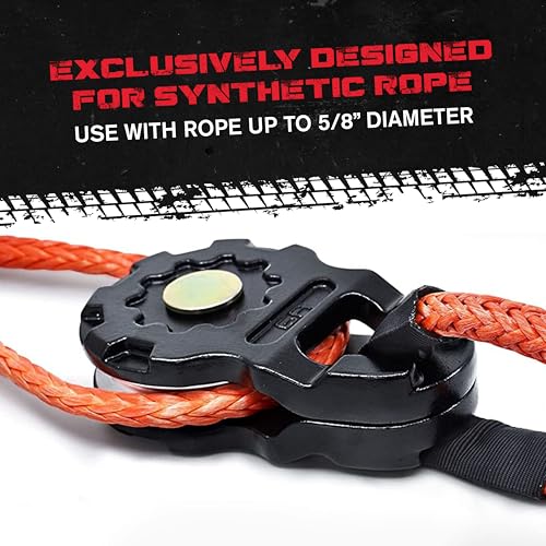GearAmerica Aluminum ULTRA Snatch Block Black | Winch Pulley for Tow Rope or Steel Cable up to 14mm | Dual Winch Capacity and Control Pull Steering