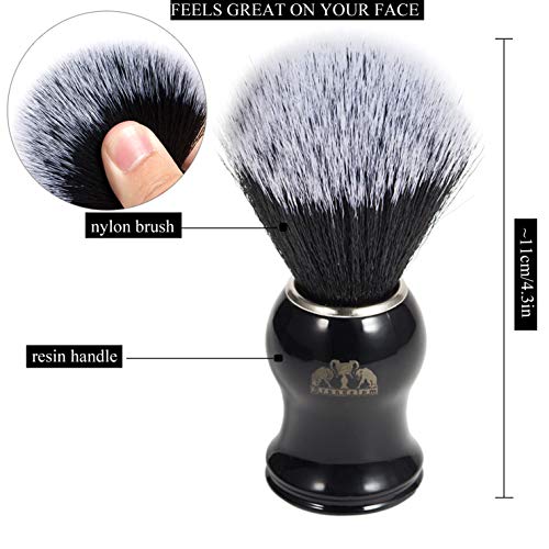 Shaving Brush Kit For Man Classic Black Shaving Soap Bowl/Mug and Brush + Shaving Razor Hodler Stand and Natural Shave Soap Perfect for Men Gift