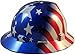 MSA Full Brim Patriotic Hard Hat with American Stars and Stripes Hard Hats - One Touch Suspension 