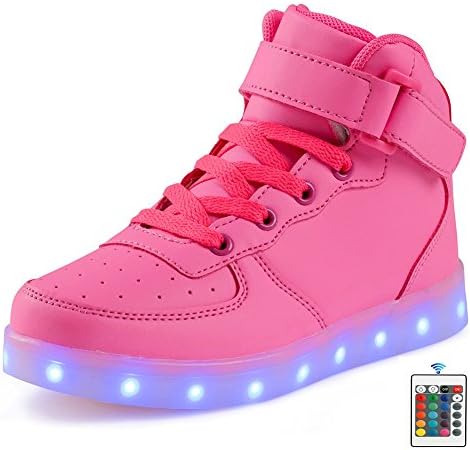 Qkettle Kids 20 Models LED Shoes Boys Girls Light Up Sneakers With Remote Control(32 M EU,Pink)