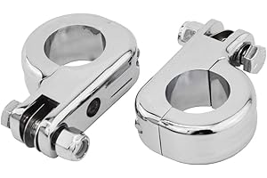 Dasen 1-1/4" Highway Bar Clamp Kit, Footrest Front Engine Guard Mounting Clamp Kit Compatible with Harley Touring Road King Street Glide Softail Dyna Sportster Chrome