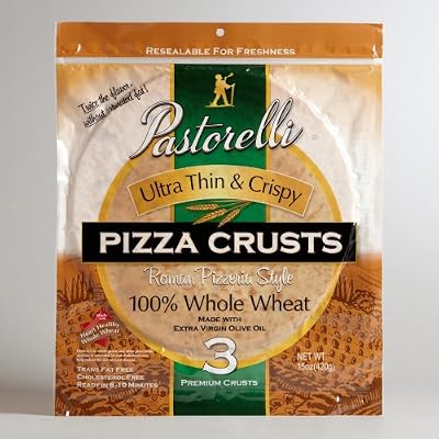 Pastorelli Whole Wheat Ultra Thin & Crispy Pizza Crust Cholesterol Free 15oz ...(Pack of 6)