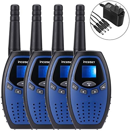 incoSKY Walkie Talkies for Kids 22 Channel 400M-480MHz with PPT/VOX 2 Way Radio 3 KM Long Range and Clear Sound (1 Pair) Dark blue, Power Adapter,TS60P-4US