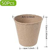 MEETOZ 50x 8cm Round Biodegradable Seedling Pots for Flowers & Indoor Plants view 2