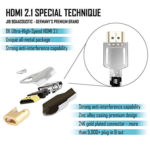 JIB Boaacoustic HDMI 2.1 Cable, Woven Fabric, 48 Gbps, Ultrahighspeed