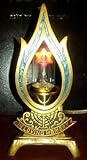 Amazing Electric Memorial Lamp Brass Tear/Flame Design In Loving Memory-Yahrzeit Lamp with Neon Jewish Star Bulb