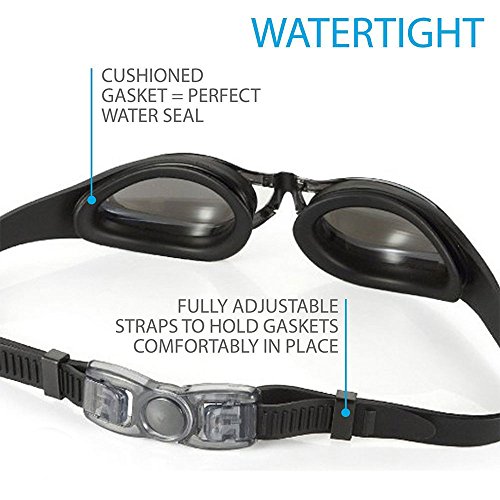 Linwnil Swim Goggles,Swimming Goggles with Mirror Lens for Men Women Adult Youth Kids Girls Anti Fog No Leaking with Earplugs,Nose Clips, and Case (Black/1Pack) - Thumbnail 4